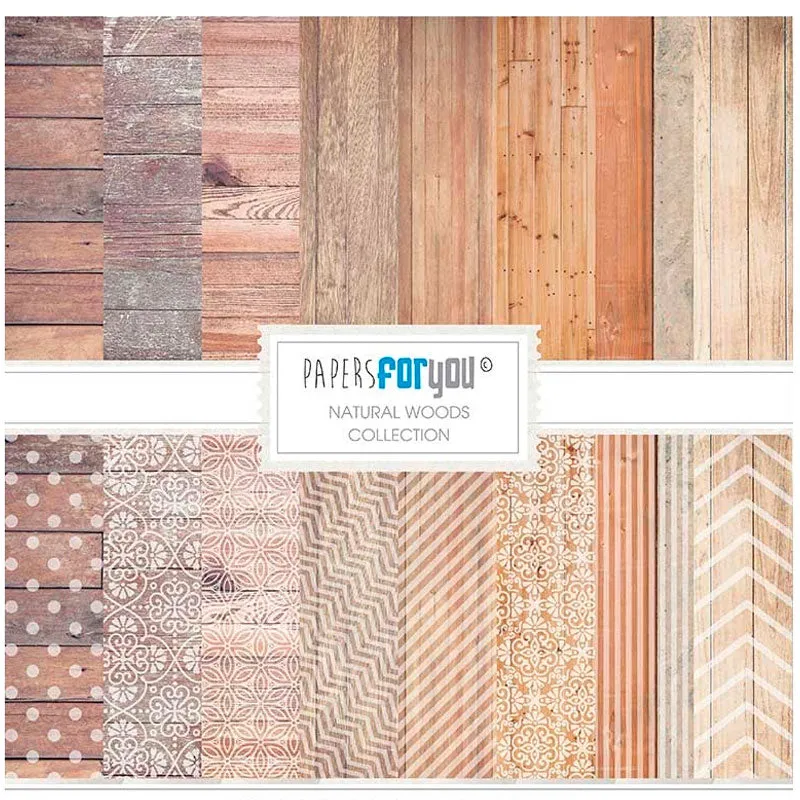 Set 12 Papeles Scrap Natural Woods 30x30 Papers For You