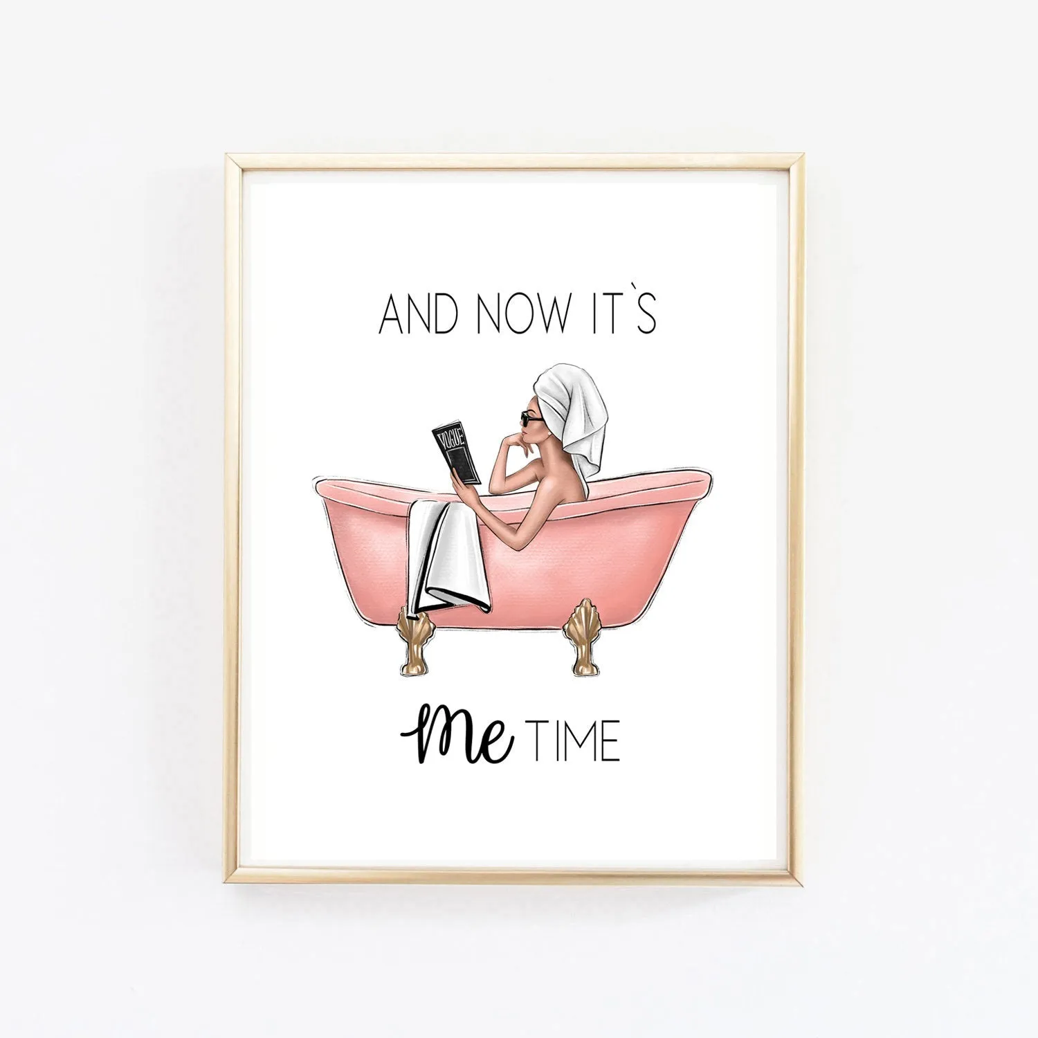 SET OF 2 PRINTS Me time relax in  bathroom fashion illustration