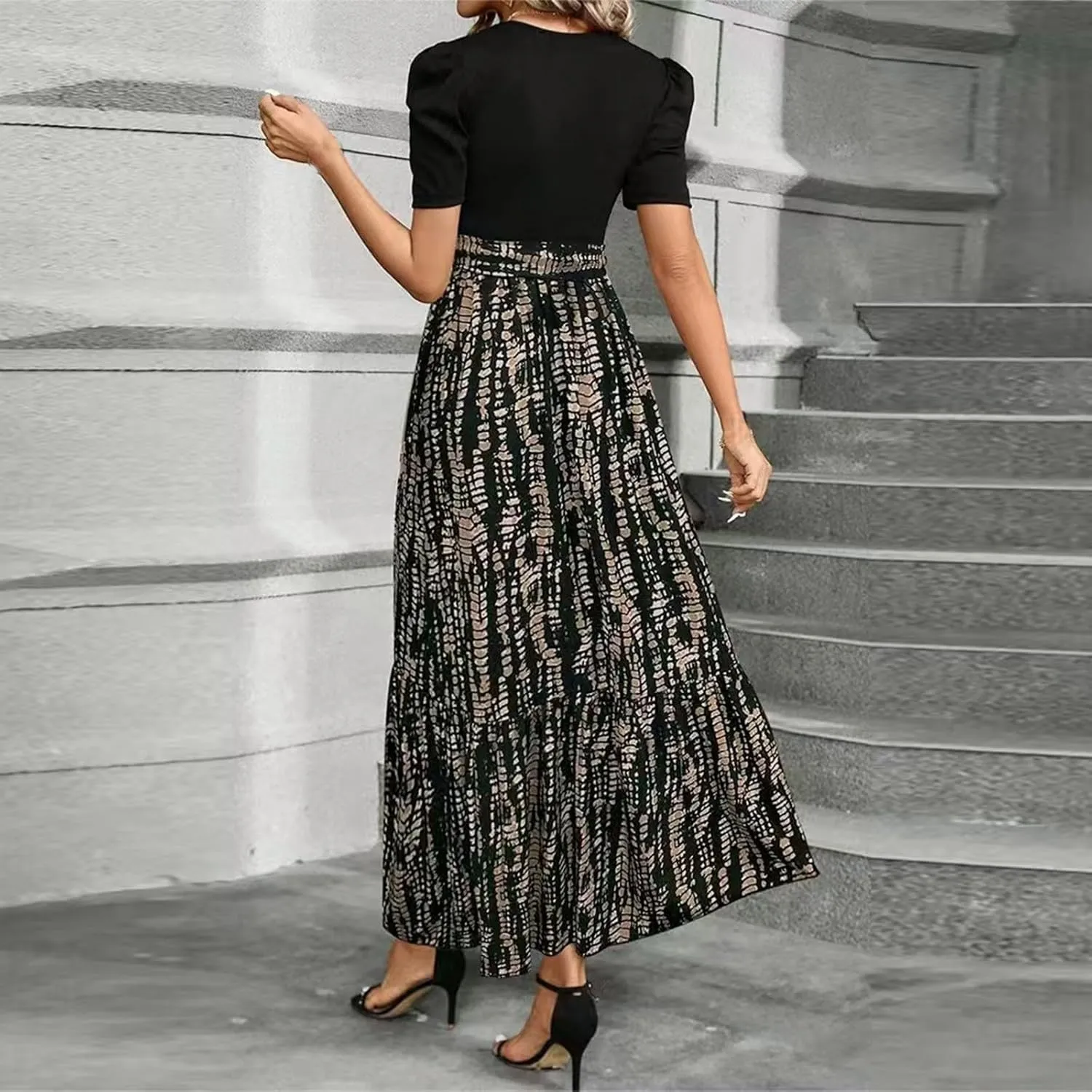 Summer Dresses for Women 2025 Empire Waist Wrap Floral Print High Waist Fashion Elegant Tea Party Dresses