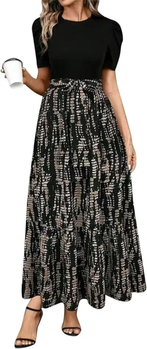 Summer Dresses for Women 2025 Empire Waist Wrap Floral Print High Waist Fashion Elegant Tea Party Dresses