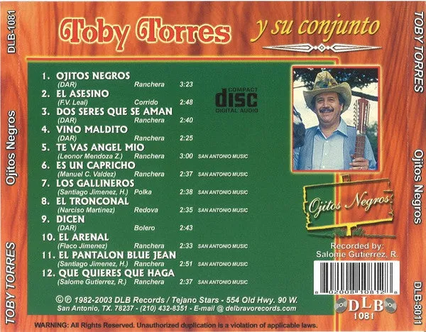 Toby Torres - Ojitos Negros - CD