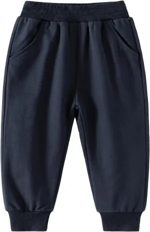 Toddler Baby Boys Cuffs Sweatpants Baggy Wide Leg Elastic Waist Athletic Trousers Solid Daily Comfy Pants Pockets