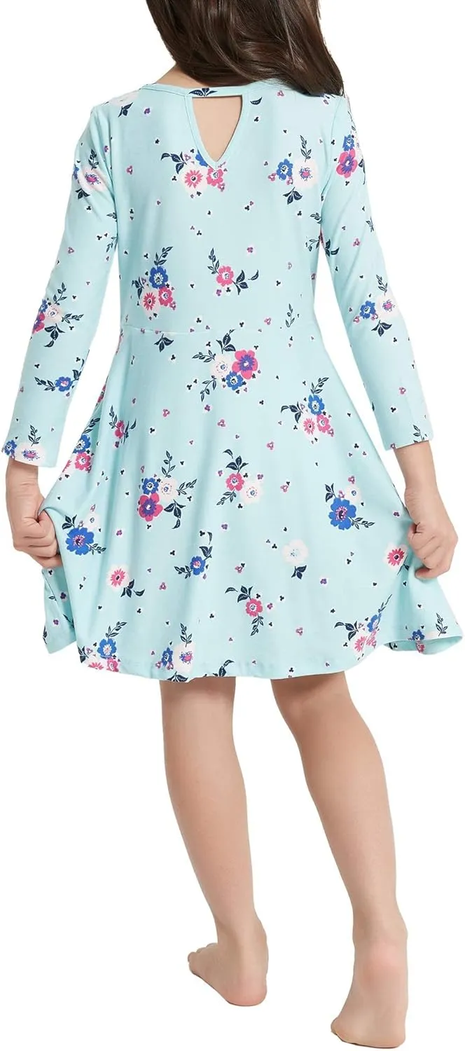 V.&GRIN Girls Spring Dress 2T to Size 8, Long Sleeve Unicorn Floral Twirly Casual Cute Kids Dress Clothes Vestidos para Nias
