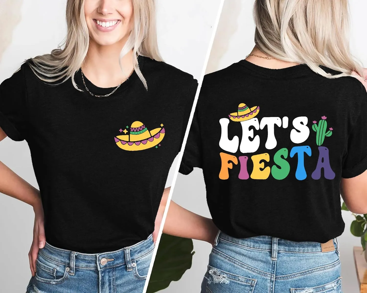 VVNTY Cinco De Mayo T Shirt for Women: Let's Fiesta Shirts Funny Mexican Party Tee Sombrero 5 De Mayo Graphic Tops