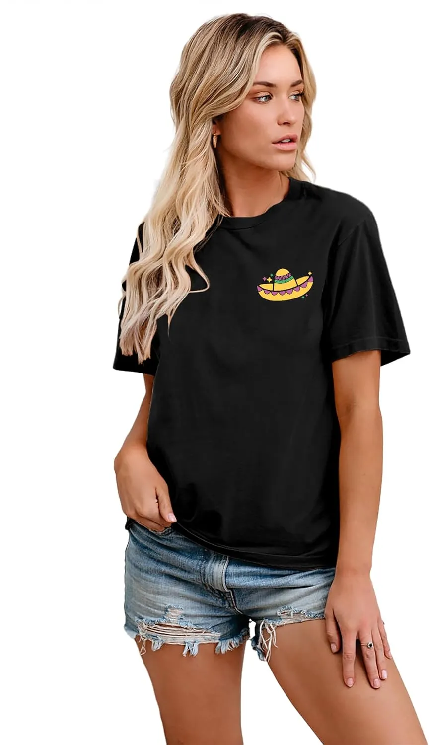 VVNTY Cinco De Mayo T Shirt for Women: Let's Fiesta Shirts Funny Mexican Party Tee Sombrero 5 De Mayo Graphic Tops
