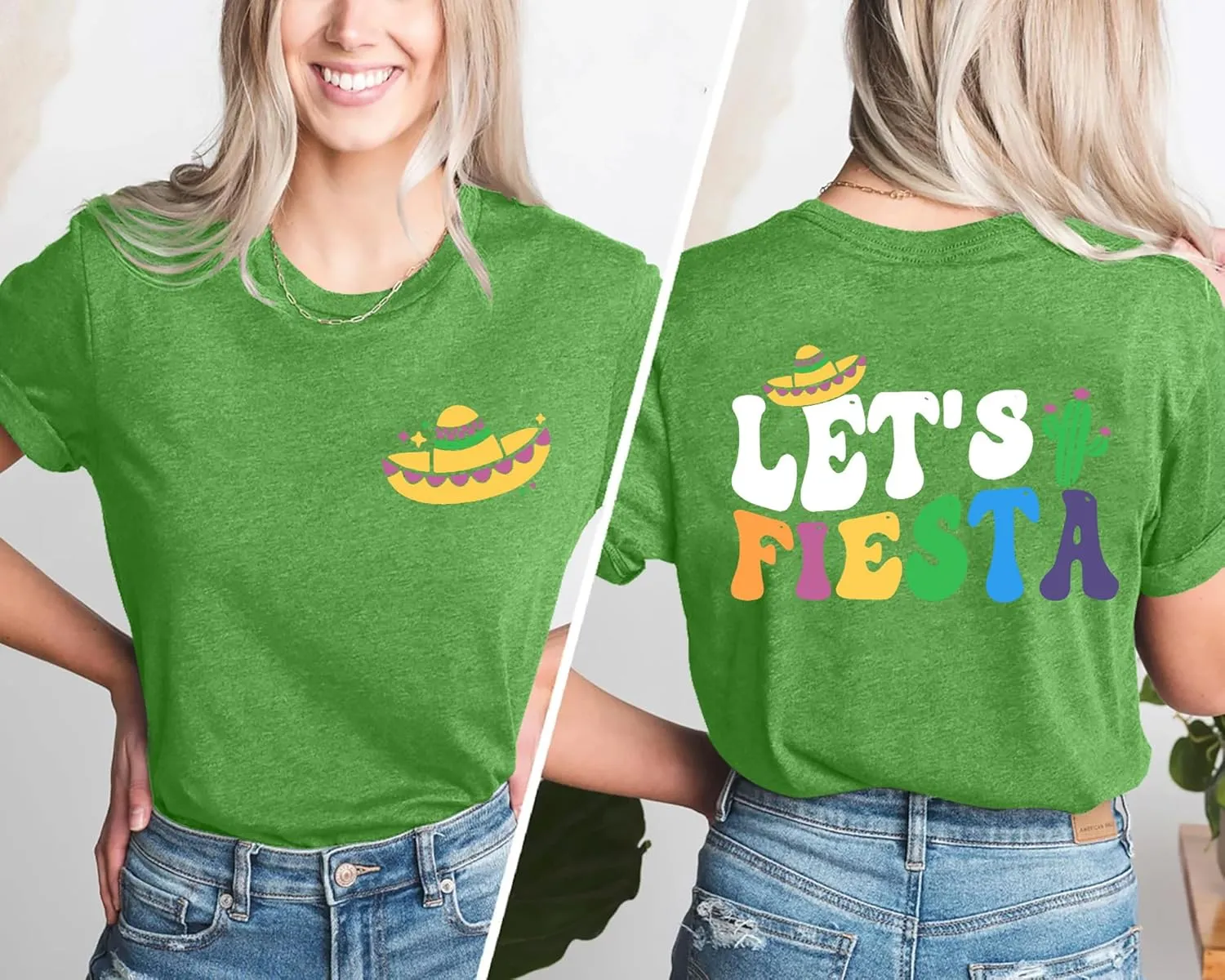 VVNTY Cinco De Mayo T Shirt for Women: Let's Fiesta Shirts Funny Mexican Party Tee Sombrero 5 De Mayo Graphic Tops