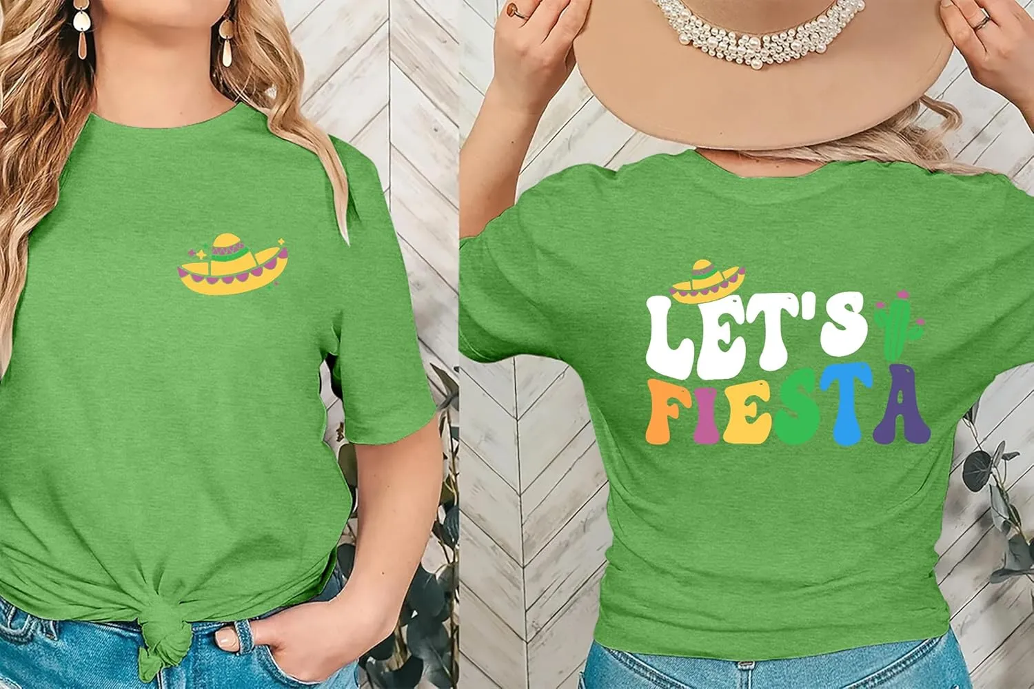 VVNTY Cinco De Mayo T Shirt for Women: Let's Fiesta Shirts Funny Mexican Party Tee Sombrero 5 De Mayo Graphic Tops
