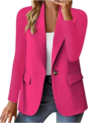 Women Business Casual Blazer With Lined,Professional Work Suit Jacket With PocketsLong Sleeve Button Open Front