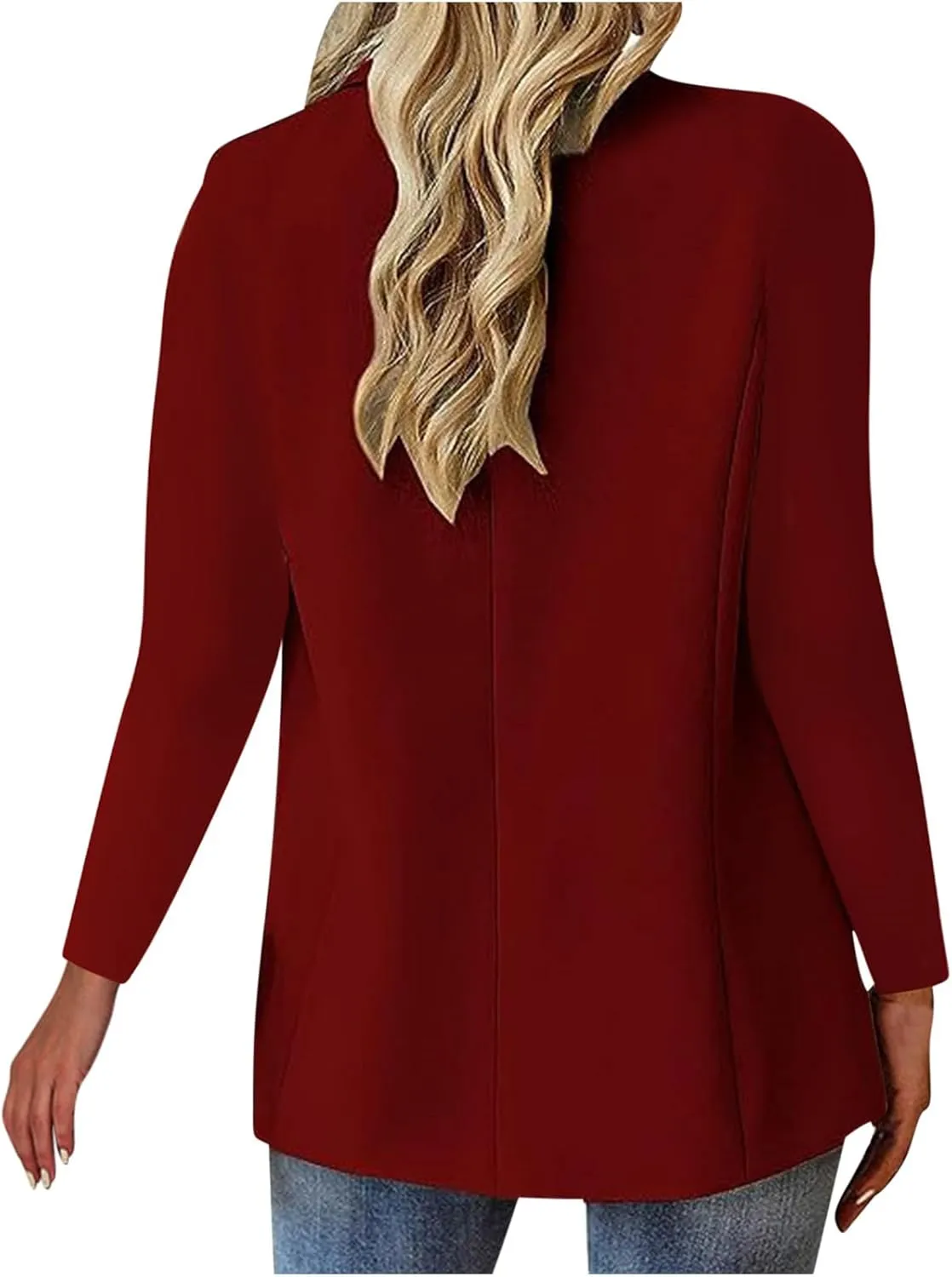 Women Business Casual Blazer With Lined,Professional Work Suit Jacket With PocketsLong Sleeve Button Open Front