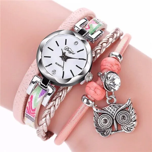 Women Quartz Wristwatches Montre Femme Leather Winding Bracelet Watch Ladies Luxury Watches Women New Arrival Dress Clock P40