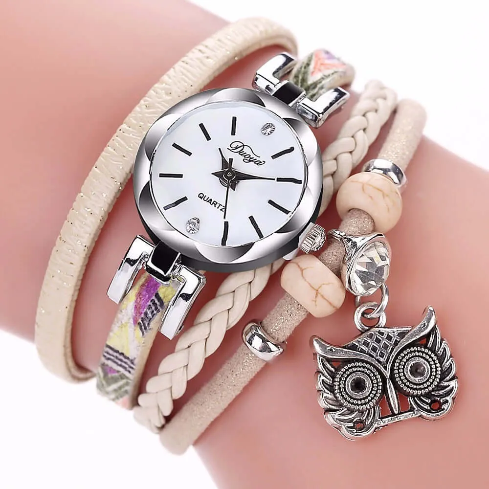 Women Quartz Wristwatches Montre Femme Leather Winding Bracelet Watch Ladies Luxury Watches Women New Arrival Dress Clock P40