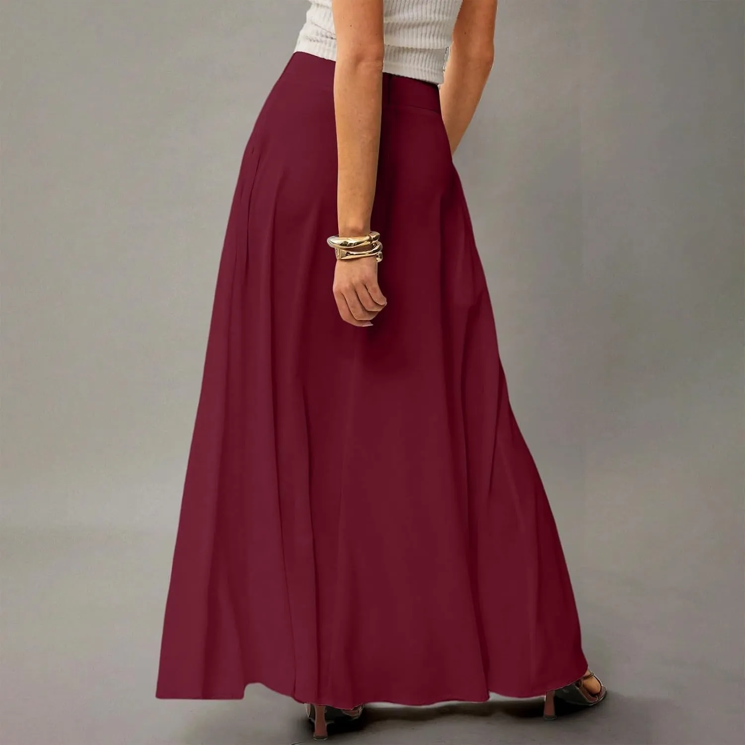 Women's Boho Dresses 2025 Floral Skirt Casual Elastic High Waist Maxi Skirts Flowy A Line Beach Long Skirt, S-2XL