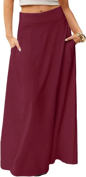 Women's Boho Dresses 2025 Floral Skirt Casual Elastic High Waist Maxi Skirts Flowy A Line Beach Long Skirt, S-2XL