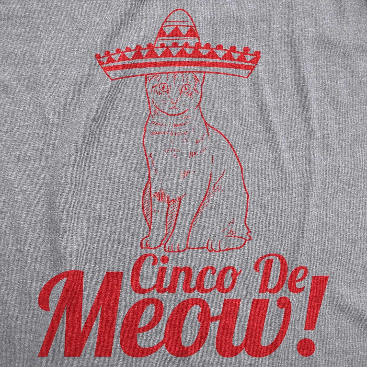 Womens Cinco De Meow T Shirt Funny Cat May 5 Mexico Sombrero Tequila Tee