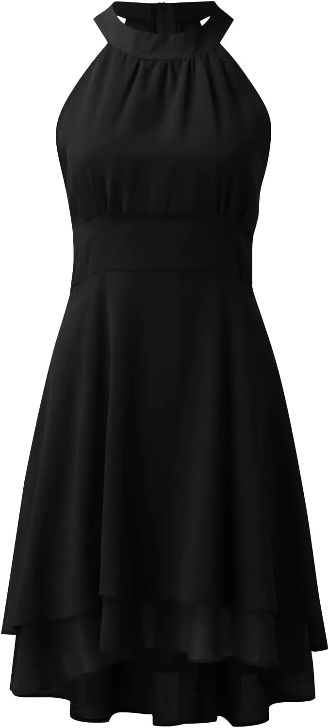 Women's Cocktail Dresses Sexy Elegant Trendy Solid Color Cold Shoulder Prom Party Midi Dress, S-5XL