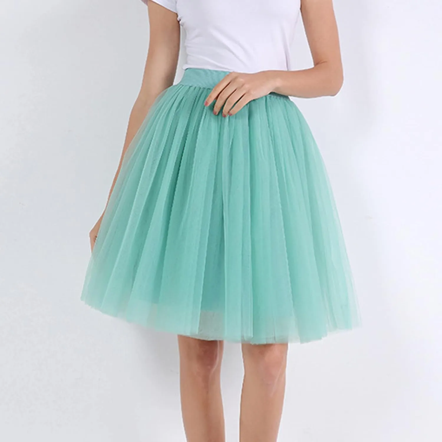 Women's Tulle Skirt Knee Length 5-Layered Wedding Party Homecoming Prom Dress Midi Tulle Skirt for Dates Prom Party