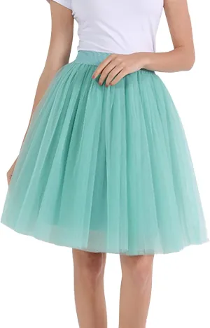 Women's Tulle Skirt Knee Length 5-Layered Wedding Party Homecoming Prom Dress Midi Tulle Skirt for Dates Prom Party