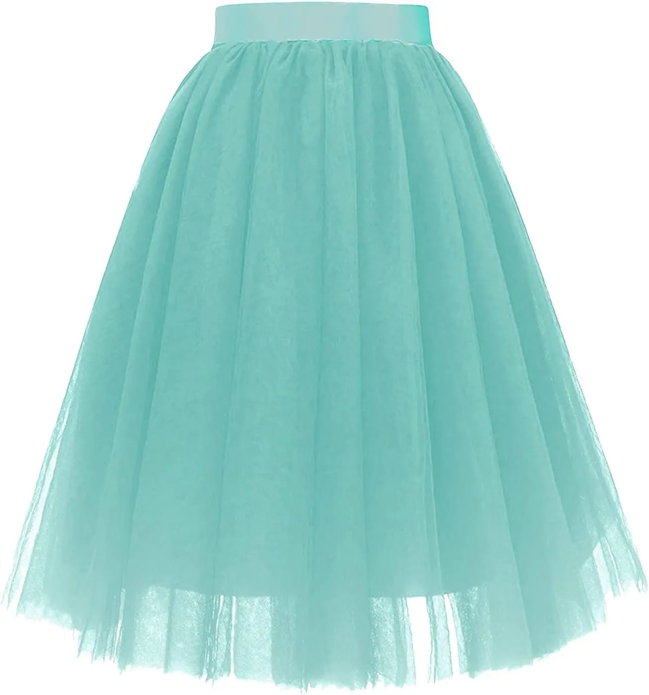 Women's Tulle Skirt Knee Length 5-Layered Wedding Party Homecoming Prom Dress Midi Tulle Skirt for Dates Prom Party